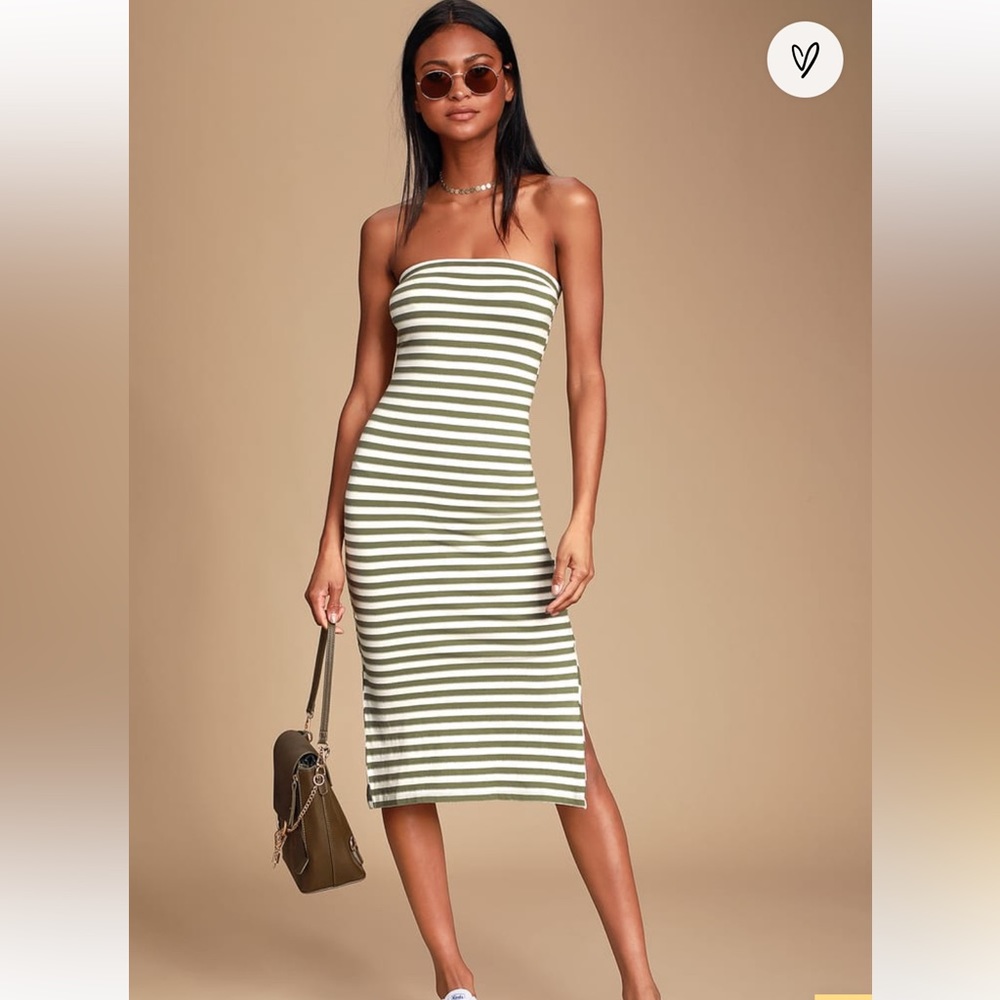 RVCA Raincheck Olive Green Tube Dress